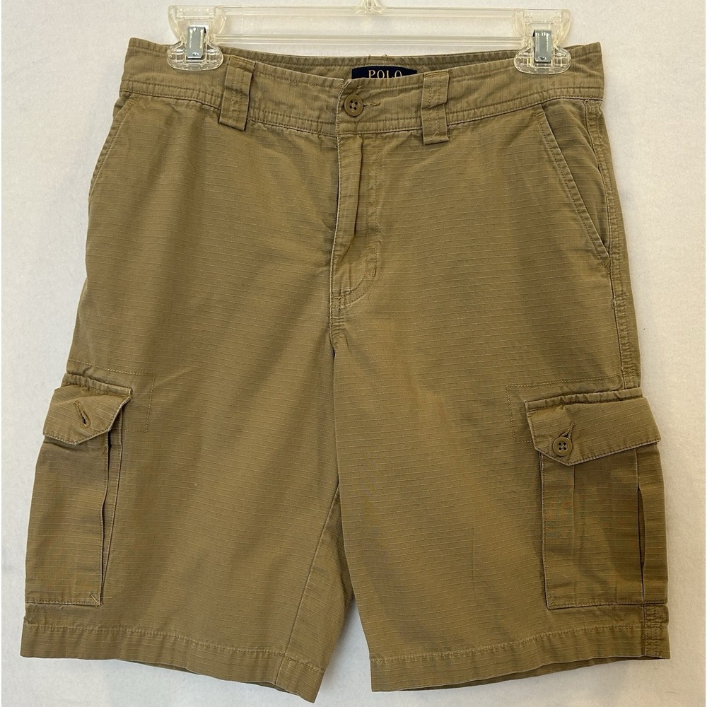 Ralph Lauren Polo Cargo Shorts Boy Size 16 Khaki Cotton Utility Pockets Classic
